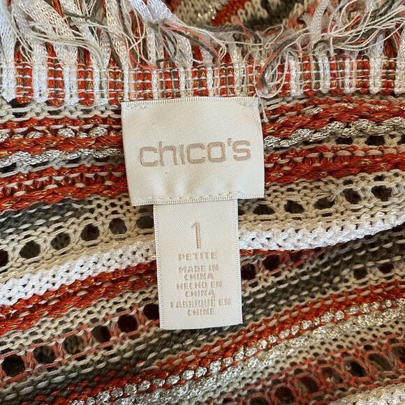 Chico's Sz 1 M Petite Crochet Knit Cardigan - Picture 14 of 15